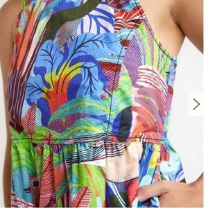 Anthropologie the art of Orange Sigal Tropical print Dress